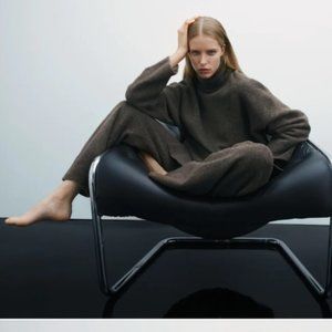 Zara Wool Blend Textured High Collar Sweater